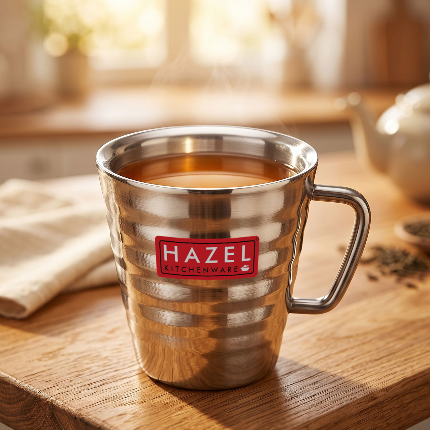 HAZEL Stainless Steel Green Tea Coffee Big Classic Mug, 1 Pc, 300 ml