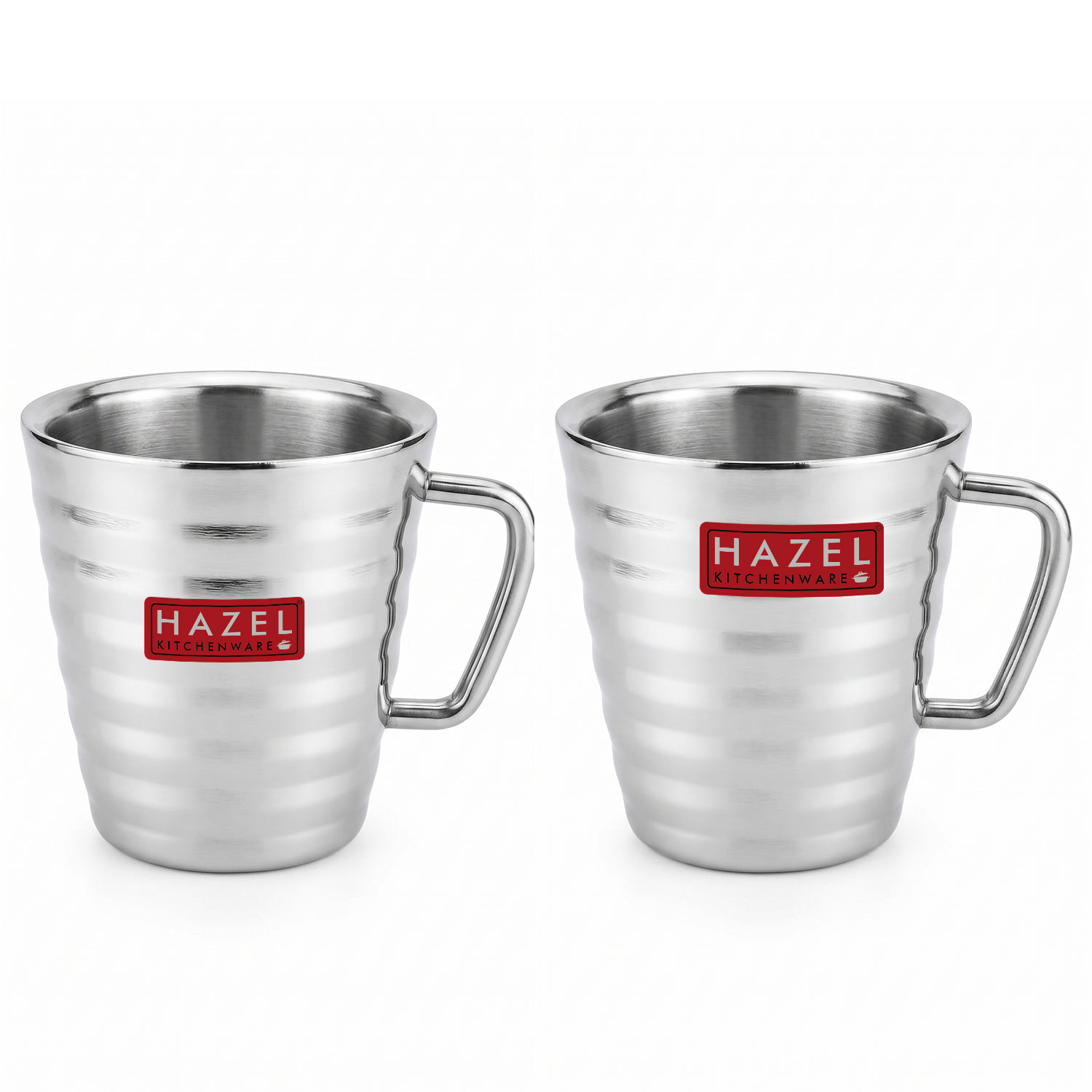HAZEL Stainless Steel Green Tea Coffee Big Classic Mug, Set of 2, 300 ml (Each)