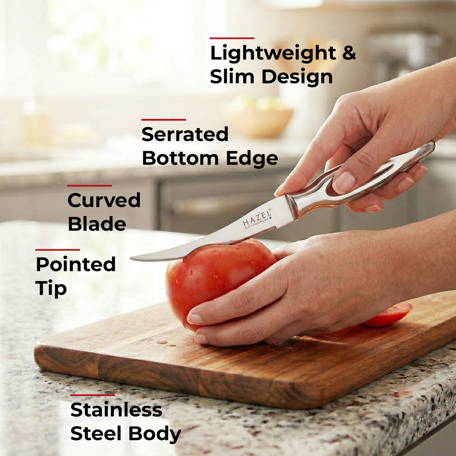 HAZEL Stainless Steel Tomato Knife for Kitchen