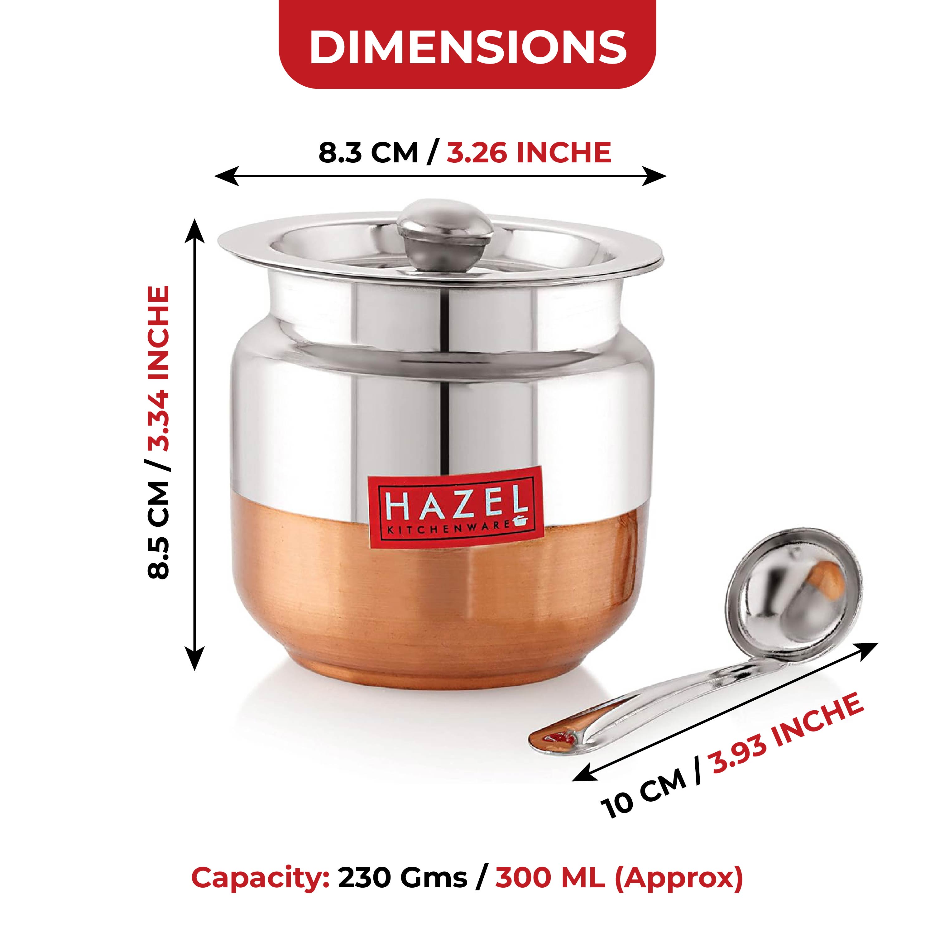 HAZEL Ghee Pot Copper bottom Premium - Large - Anarkali S3