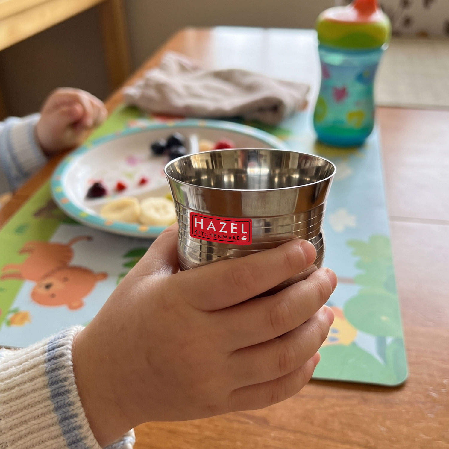HAZEL Stainless Steel Kids Glass Set of 1 - 200ml | Lightweight Water, Juice Cups for Toddlers