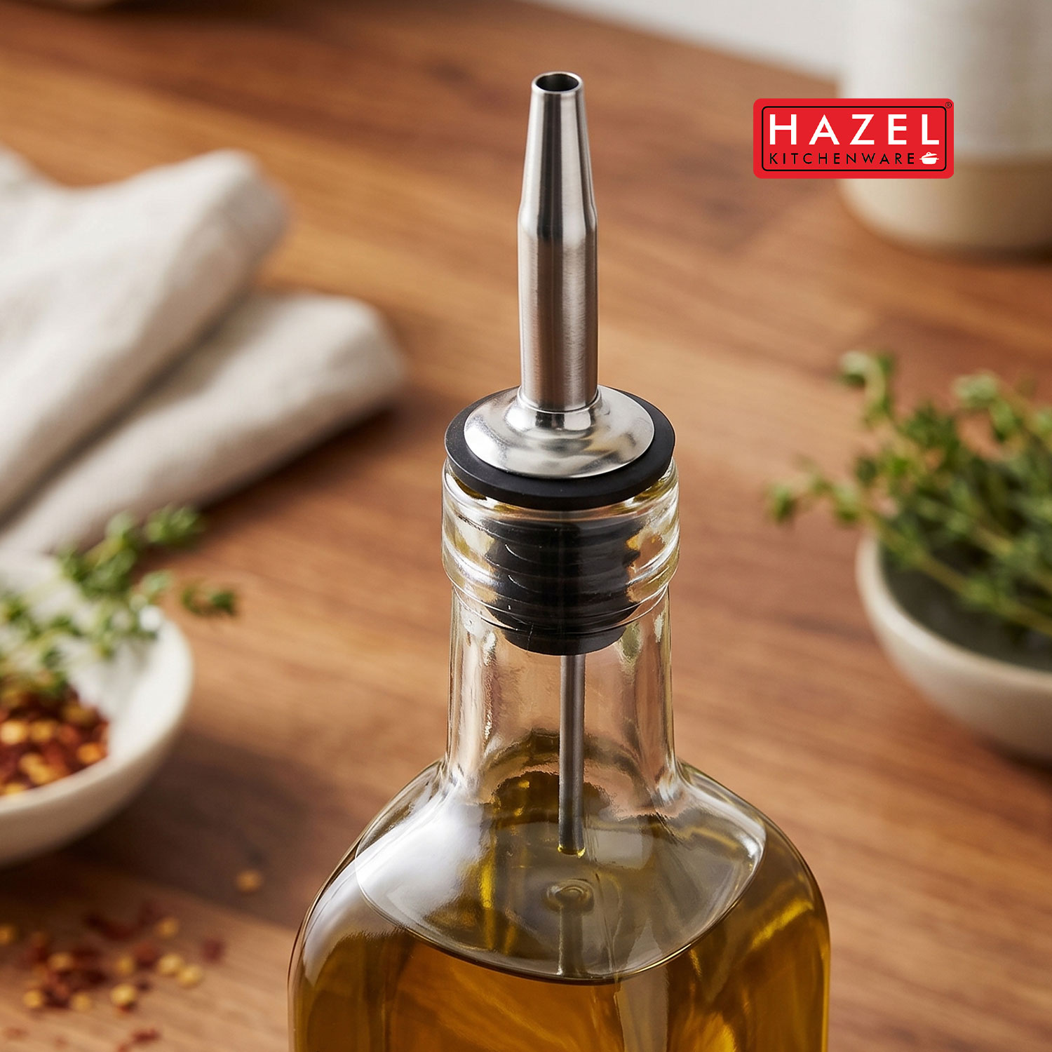 HAZEL Stainless Steel Bottle Pourer | Metal Pourer for all bottles, Silver