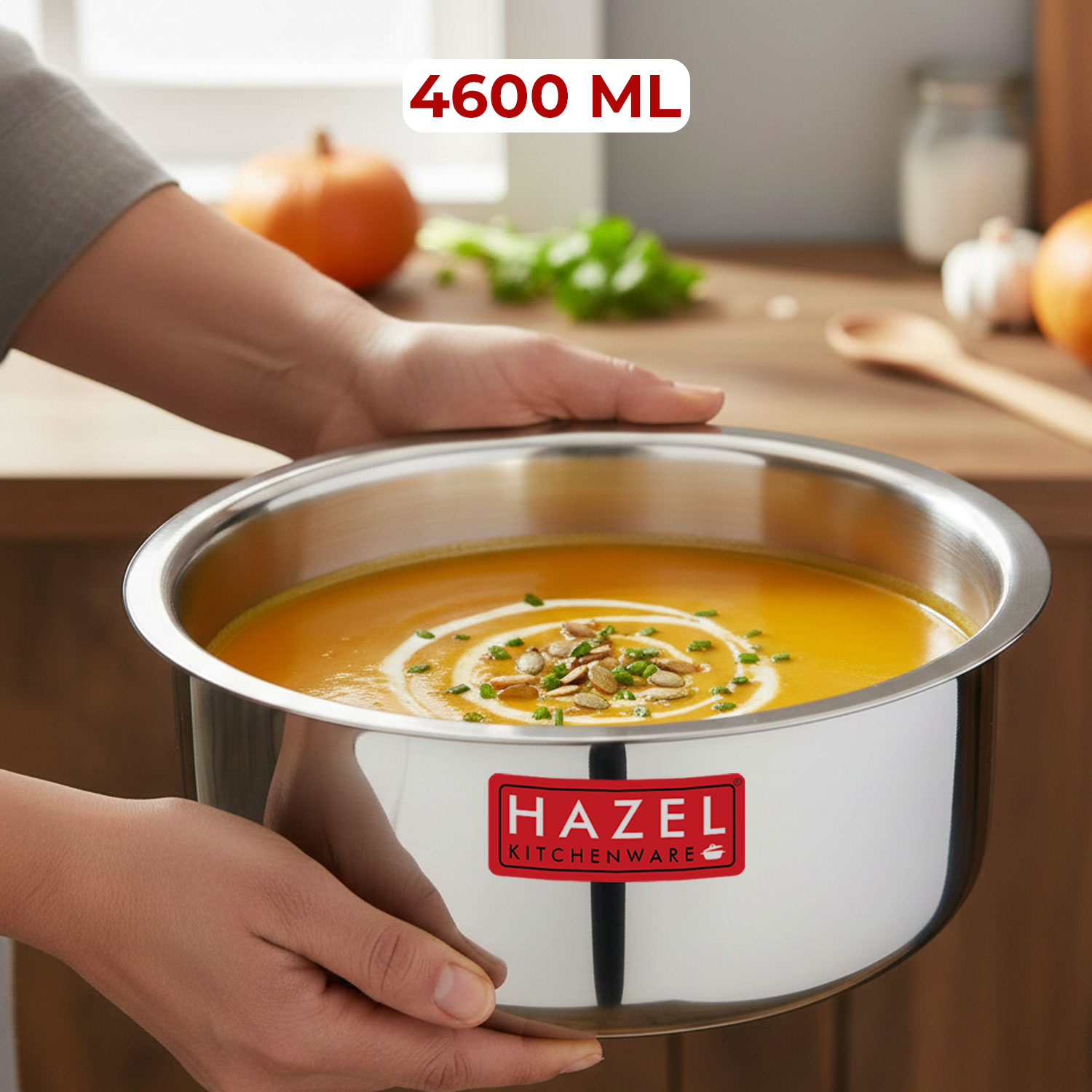 HAZEL Triply Stainless Steel Induction Bottom Tope With Stainless Steel Lid, 4.6 Litre, 23 cm