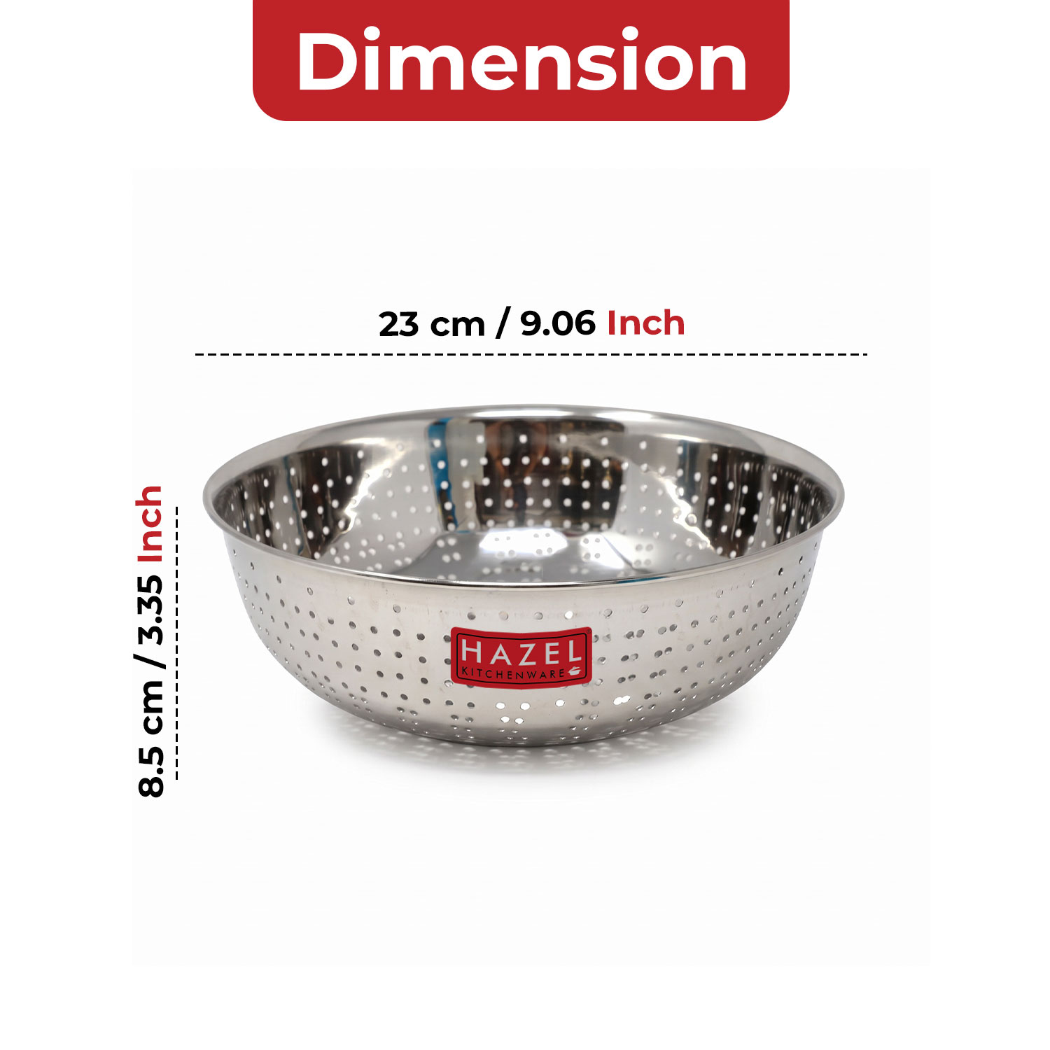 HAZEL Stainless Steel Multipurpose Food & Vegetable Strainer, 1 Pc, Dia 23 cm