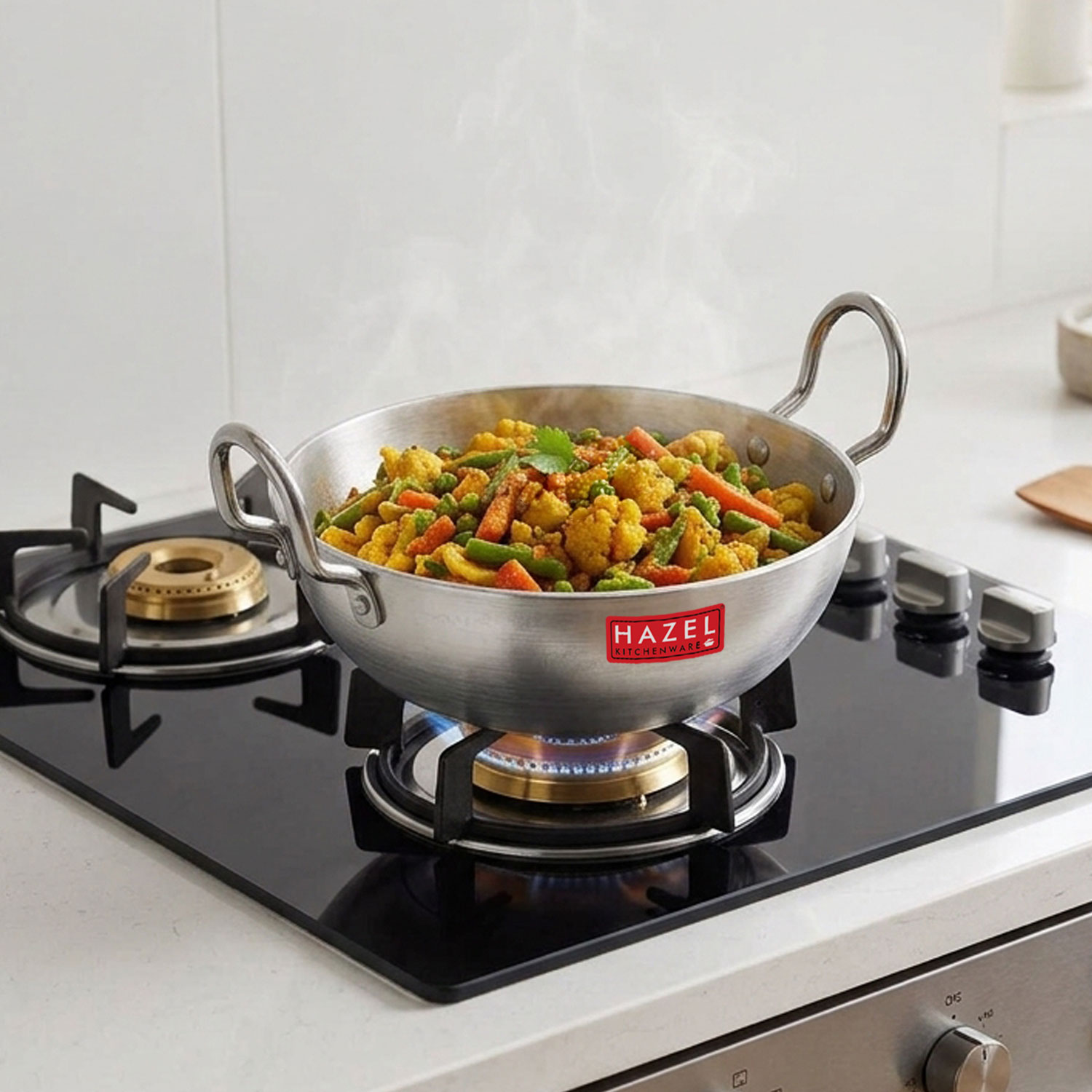 HAZEL 4mm Aluminium Kadhai with Handle | Aluminium Small Kadai