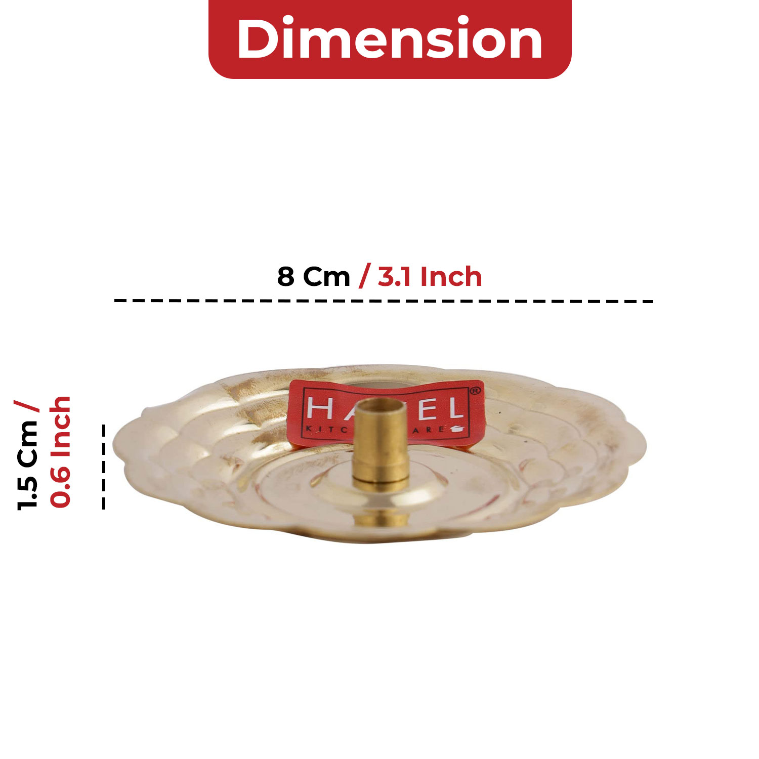 HAZEL Dhoop Stand For Puja | Brass Dhoop Batti Holder | Incense Stick Stand with Ash Catcher For Pooja | Dhup Stick Stand (8 x 1.5 cm)