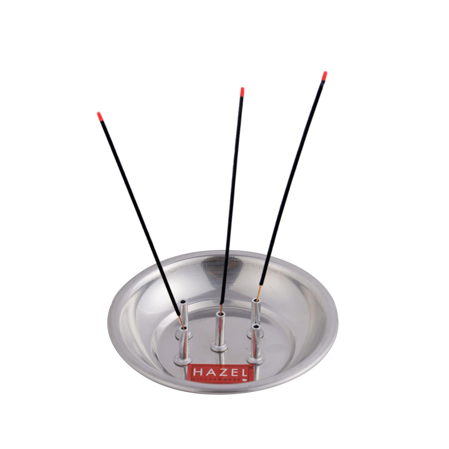 HAZEL Agarbatti Stand for Pooja | Incense Stick Holder | Agarbatti Stand with Ash Catcher With 5 Holes | Stainless Steel Udbatti Ghar Agardan for Puja (11 x 2 cm)