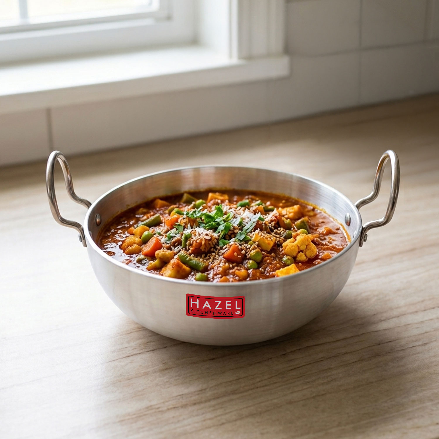 HAZEL 4mm Aluminium Kadhai with Handle | Aluminium Kadai Big Size