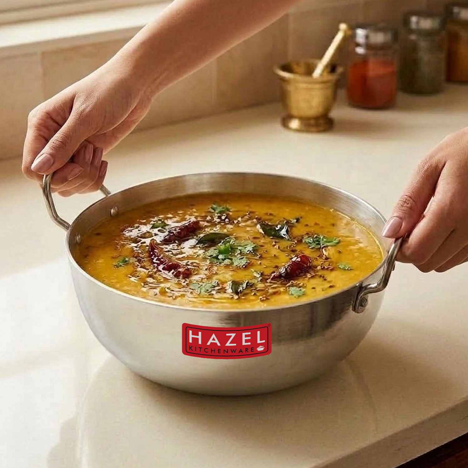 Hazel Aluminium Kadai for Cooking | 4 mm Kadhai Aluminium Big Size |Multipurpose Aluminium Kadai for Deep Frying, 6000 mL, Silver