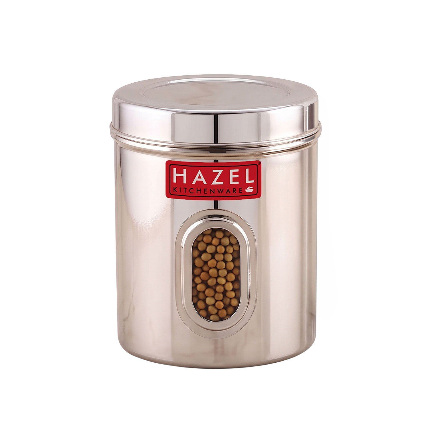 HAZEL Stainless Steel Transparent Kitchen Storage Containers with Air Tight Lid, 2400 ML, Set of 4