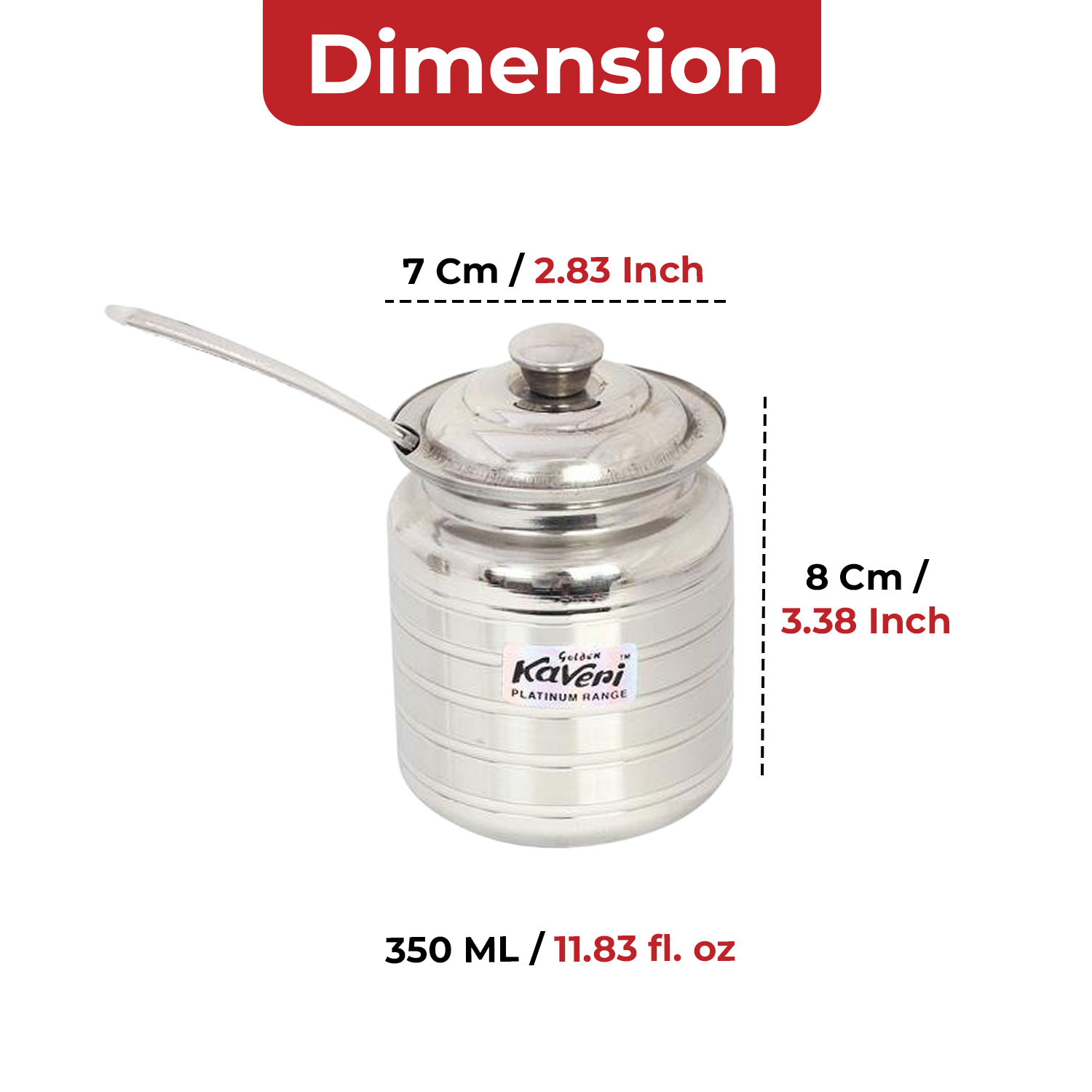 Kaveri Stainless Steel Kitchen Storage Ghee Dani Oil Pot Container, 350 ML