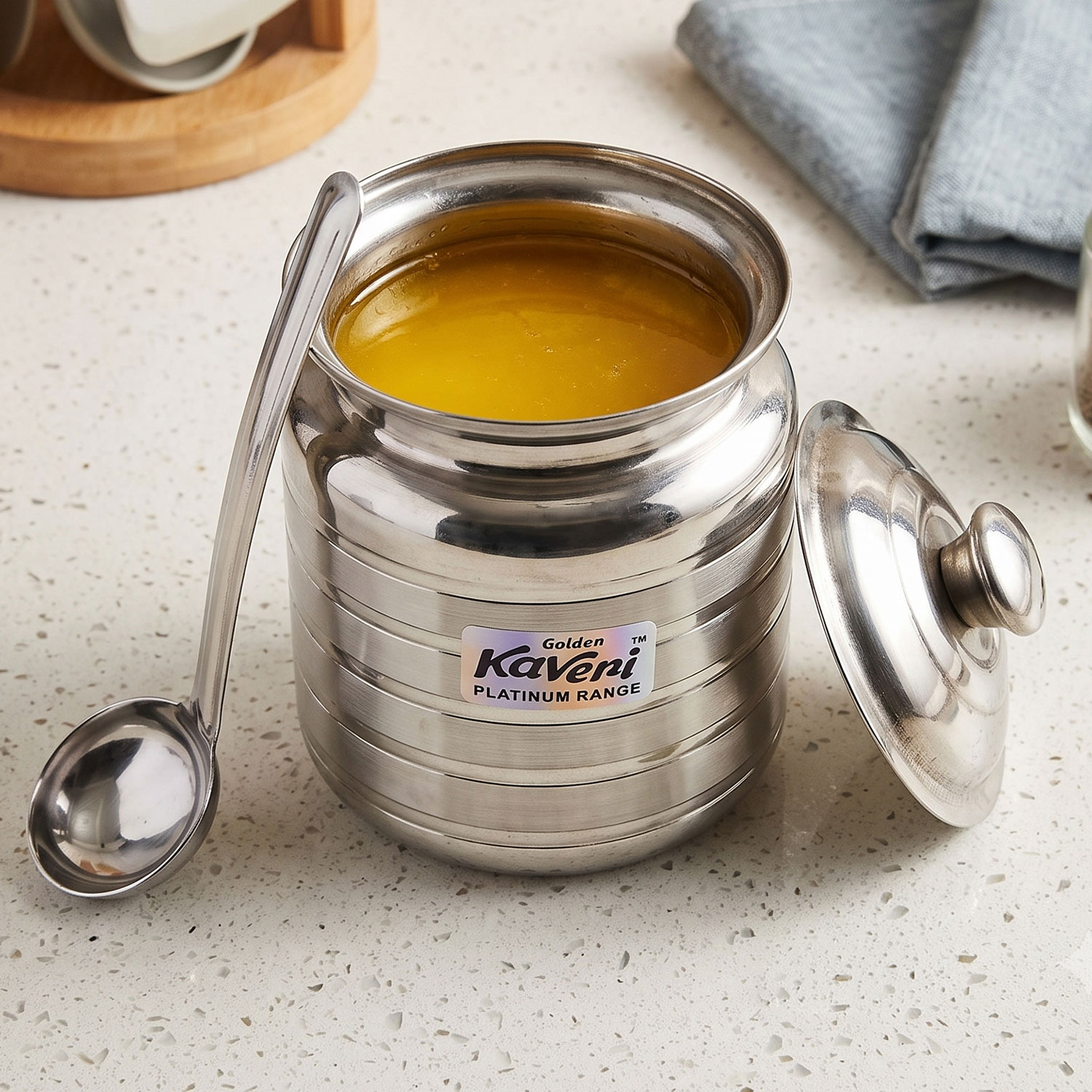Kaveri Stainless Steel Kitchen Storage Ghee Dani Oil Pot Container, 350 ML