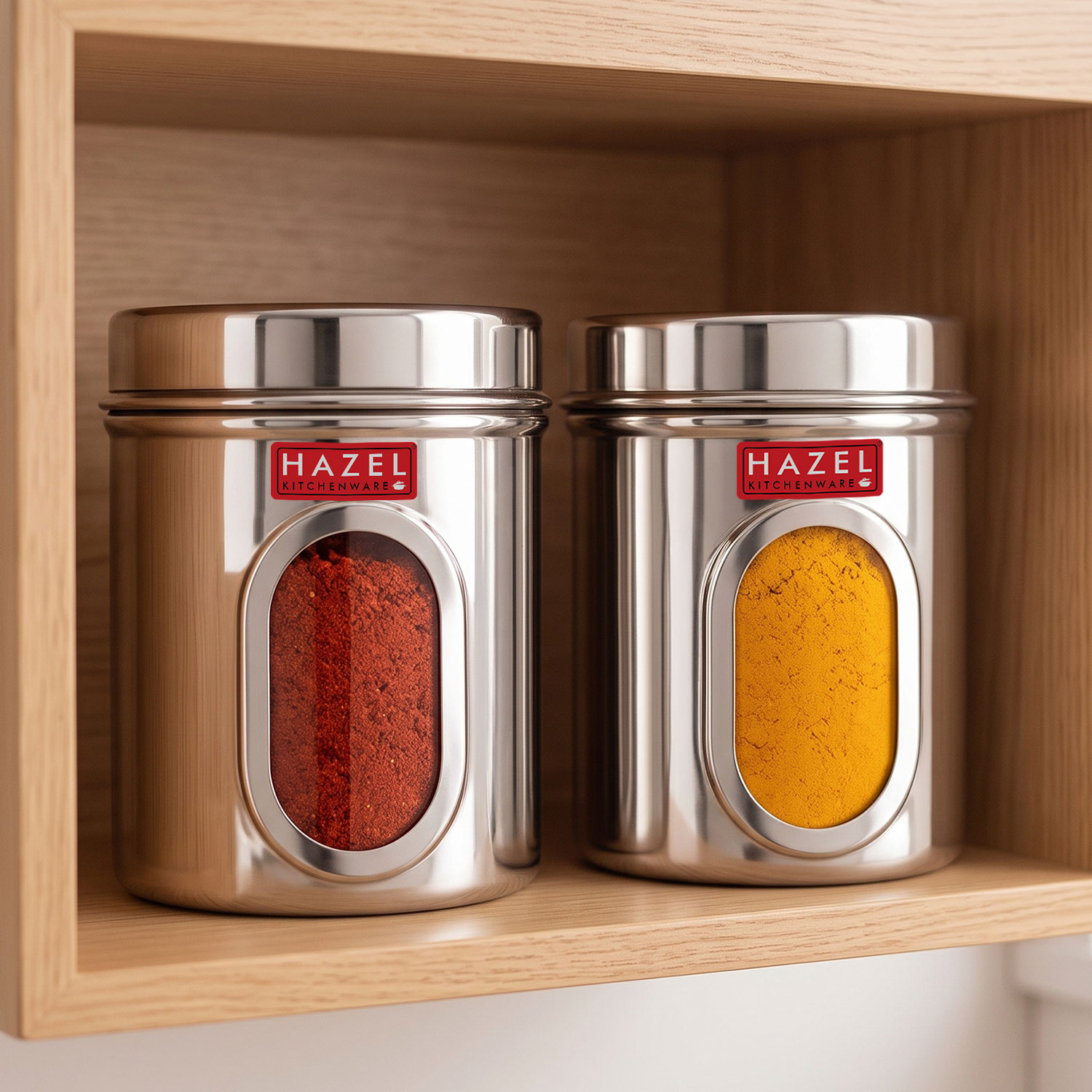 HAZEL Steel Kitchen Storage Containers | Tranparent Air Tight Containers for Storage, 1000 ML, Set of 2