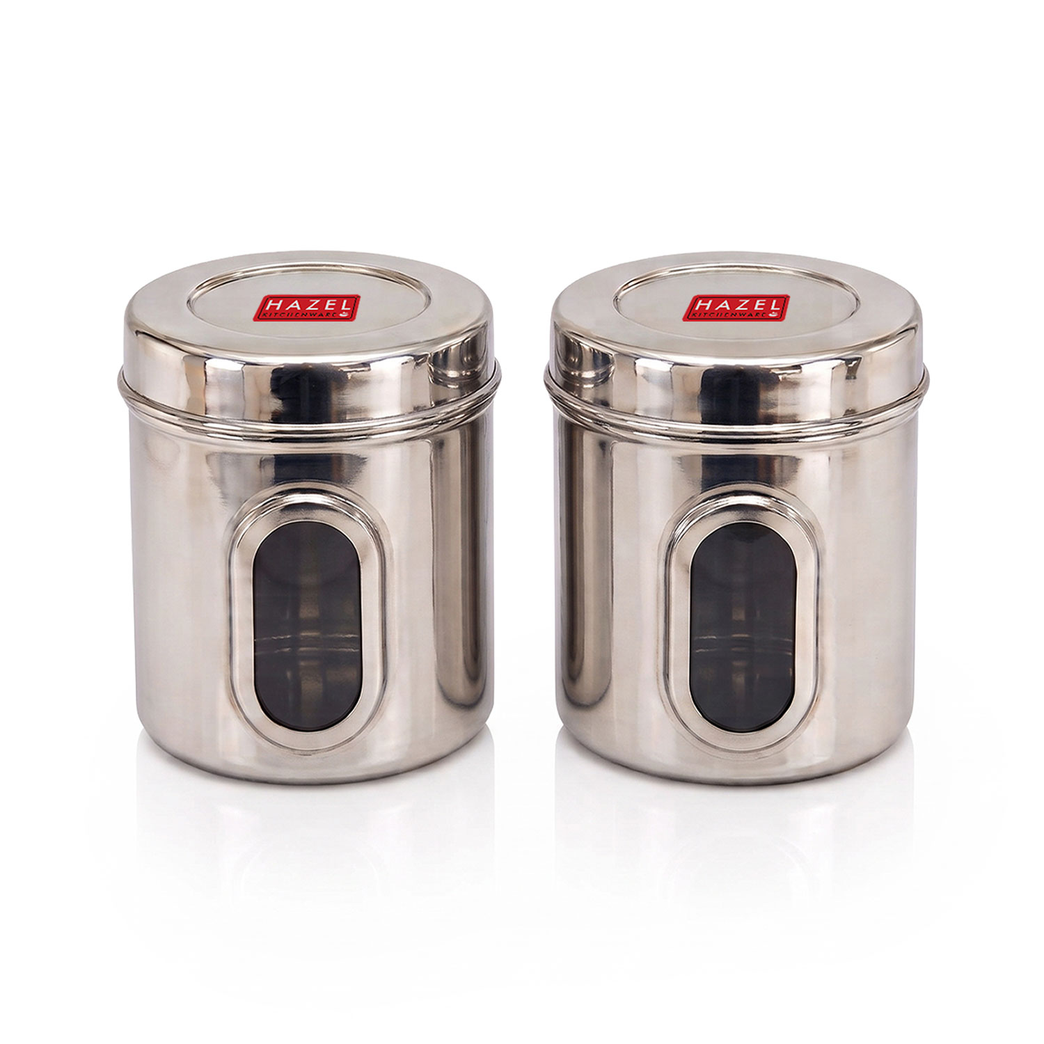 HAZEL Steel Container for Kitchen Storage | Transparent Kitchen Storage Containers, 1400 ML, Set of 2