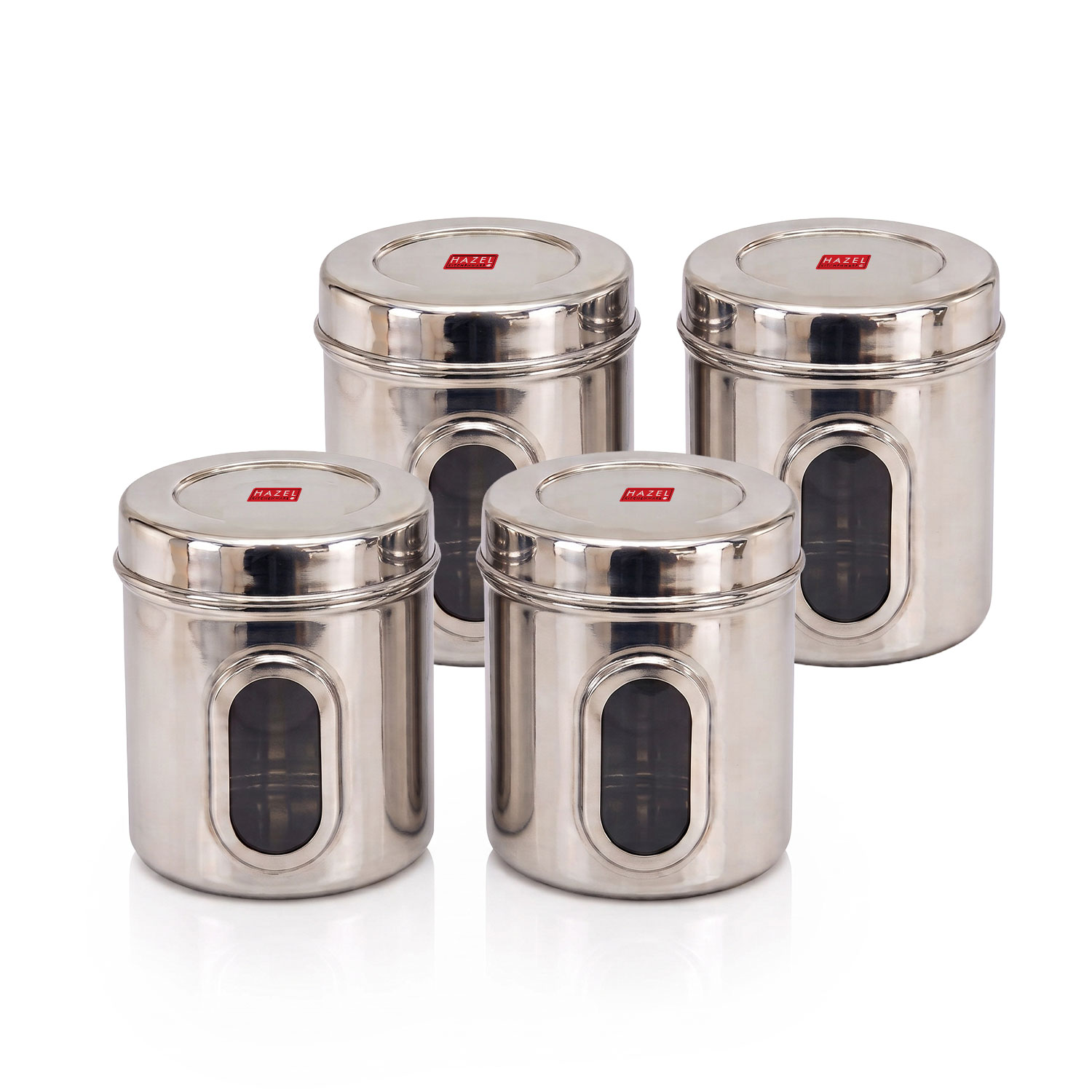 HAZEL Steel Container for Kitchen Storage | Transparent Kitchen Storage Containers, 1400 ML, Set of 4
