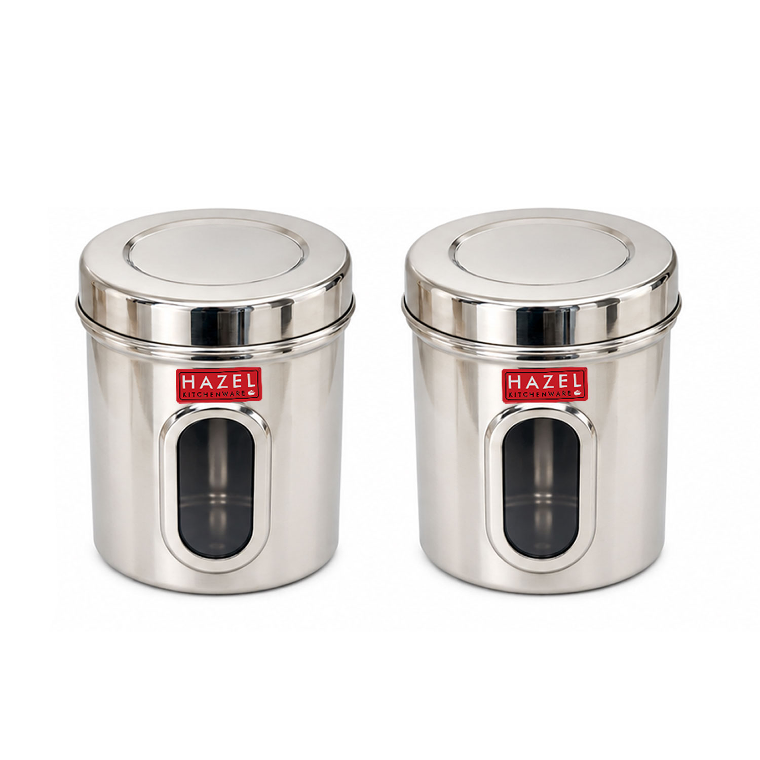 HAZEL Stainless Steel Transparent Kitchen Storage Containers with Air Tight Lid, 1700 ML, Set of 2