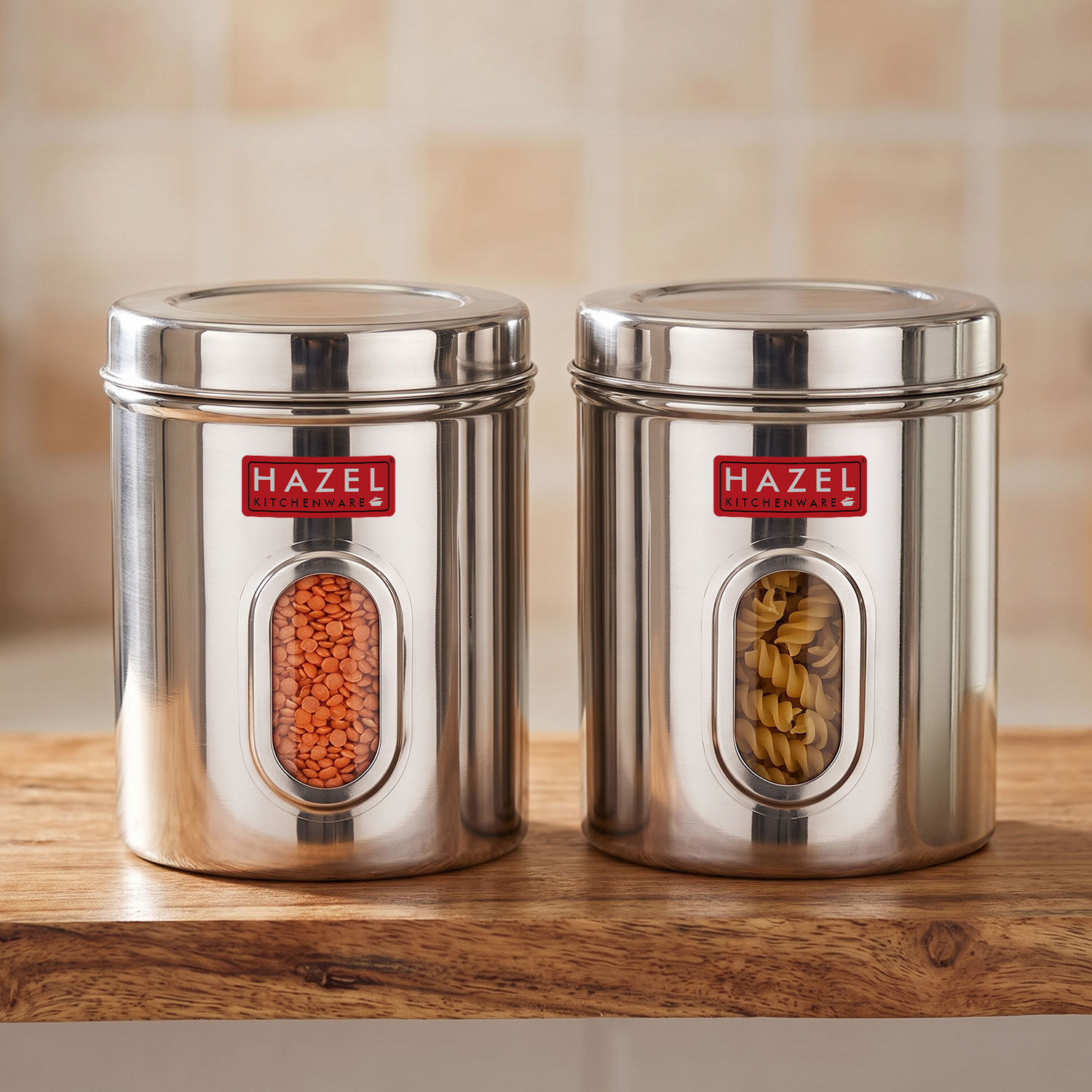HAZEL Steel Kitchen Storage Containers | See Through Air Tight Containers for Storage, 2850 ML, Set of 2