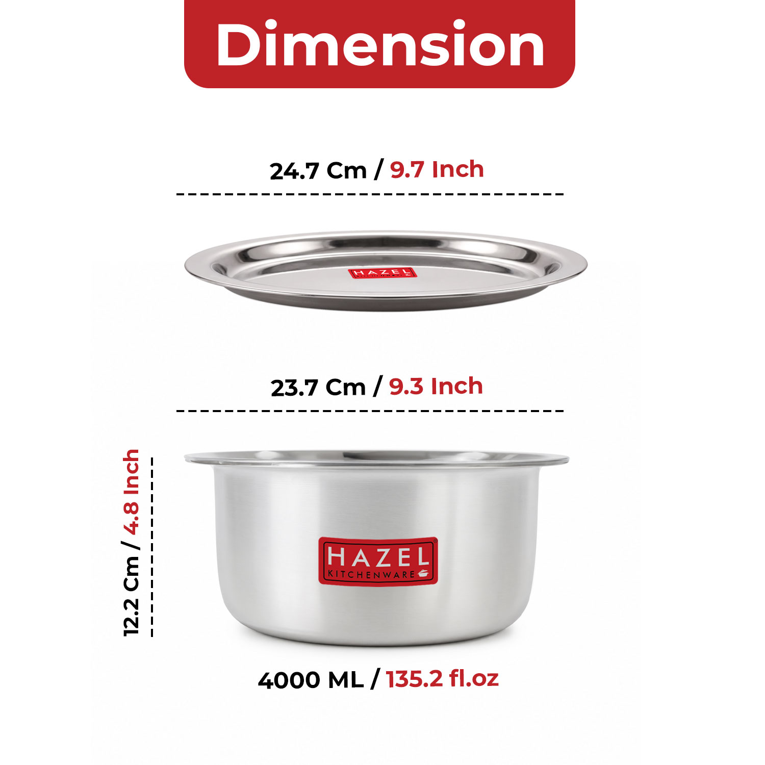 HAZEL Aluminium Tope with Lid | Food-Grade Aluminium Kitchen Utensils for Traditional Indian Cooking |Combo of Tope with Lid, 3500 ml