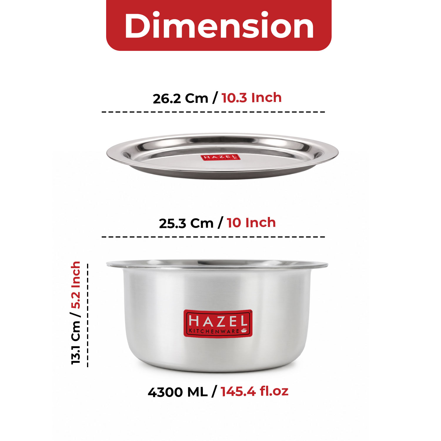 HAZEL Aluminium Tope with Lid | Food-Grade Aluminium Kitchen Utensils for Traditional Indian Cooking |Combo of Tope with Lid, 4300 ml