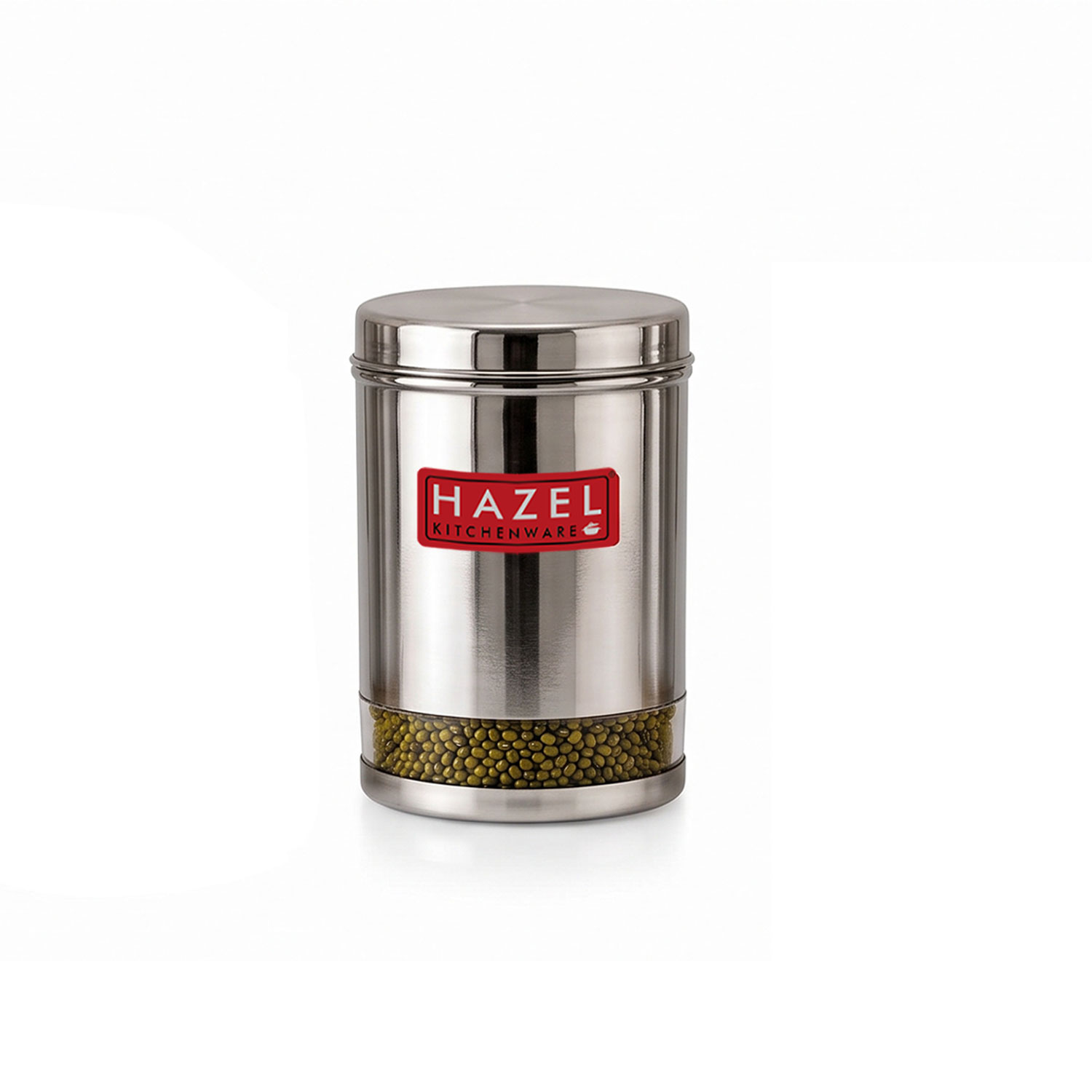 HAZEL Stainless Steel Container For Kitchen Storage Transparent See Through Glossy Finish Storage Jar Dabba, Set of 1, 3000 ML, Silver