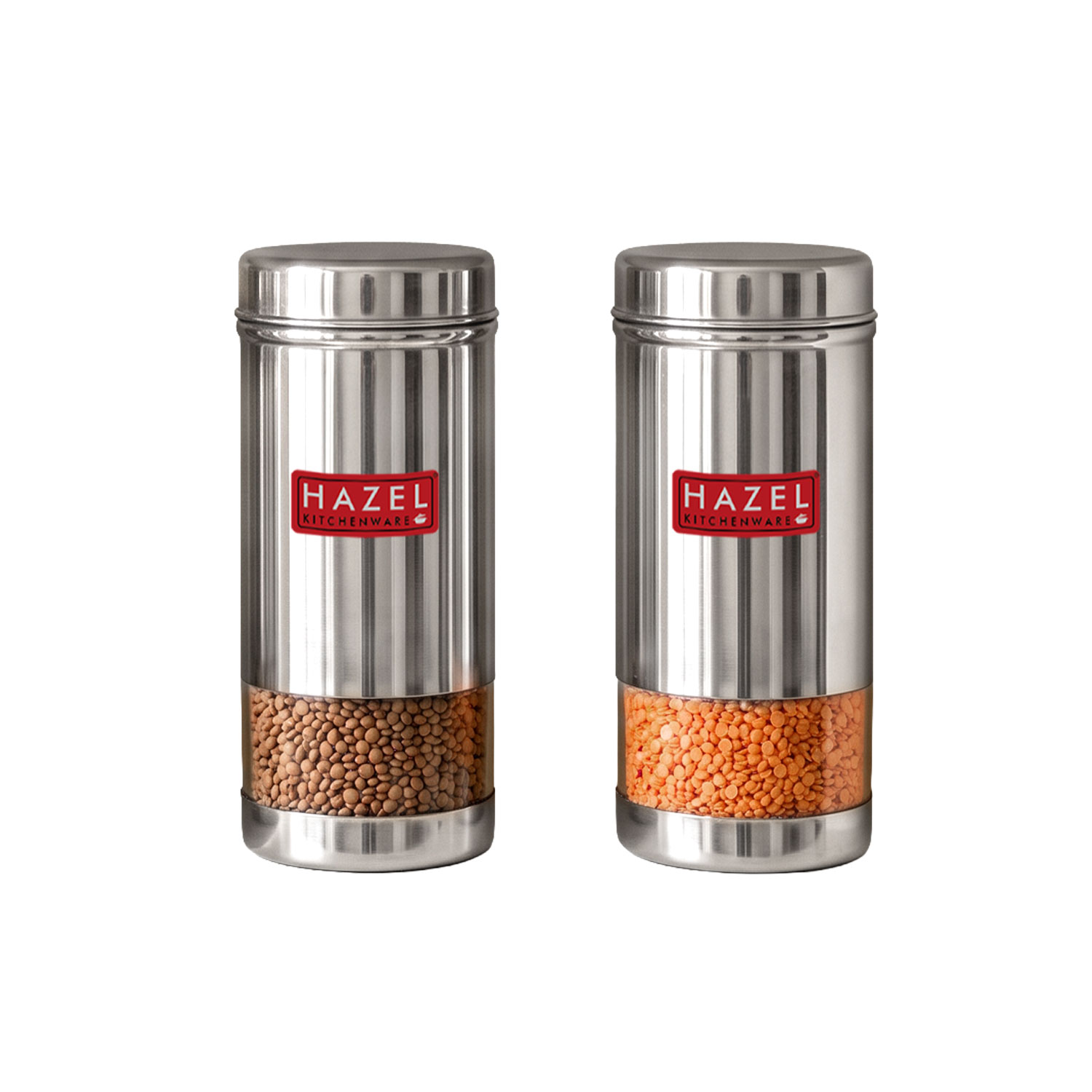 HAZEL See Through Containers for Kitchen Storage | Refrigerator Storage Containers | Steel Containers for Kitchen | Container for Kitchen Storage Set of 2, 600 ML