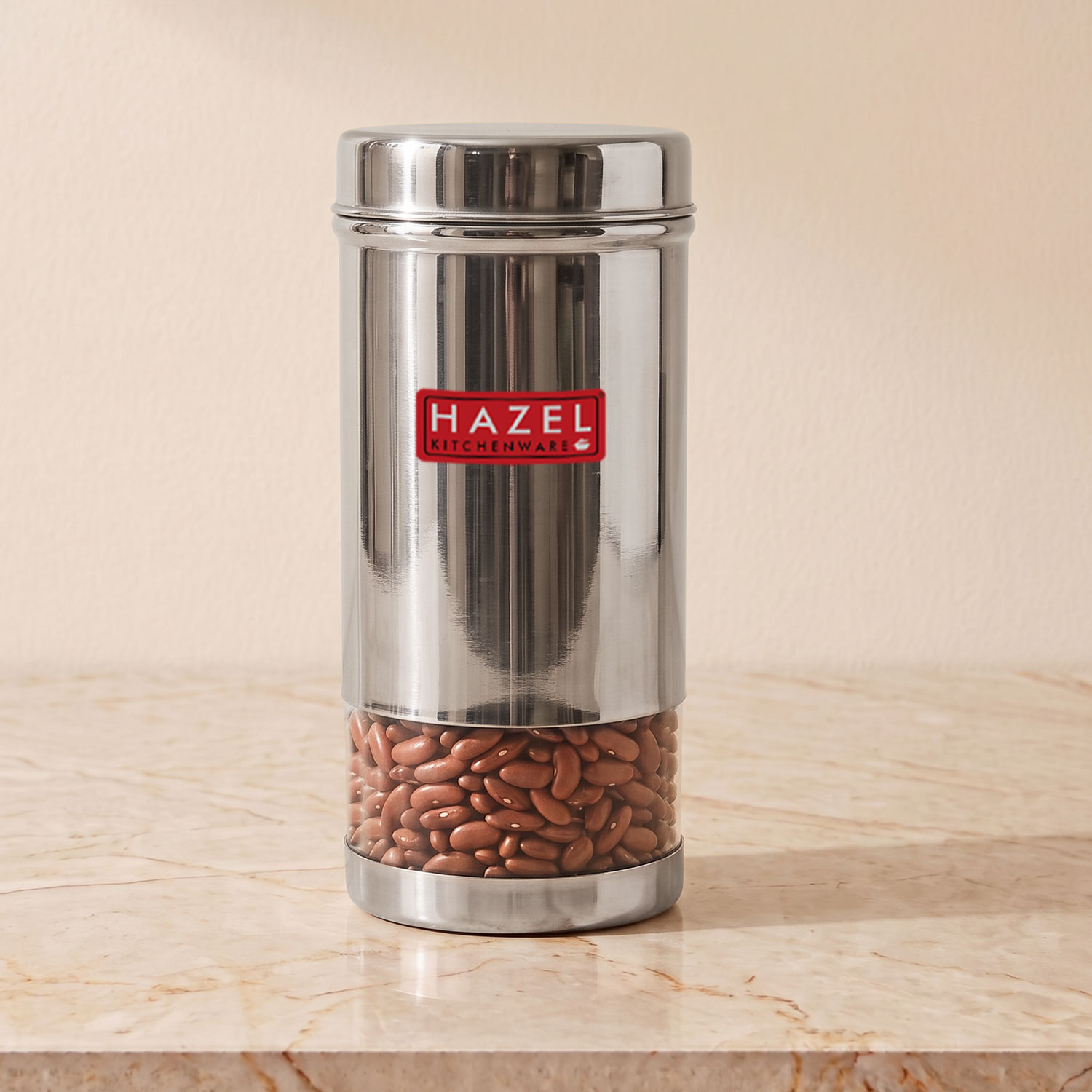 HAZEL Stainless Steel Refrigerator Storage Container | Stainless Steel See Through Storage Container for Kitchen | Container for Kitchen Storage 500 ML, Silver