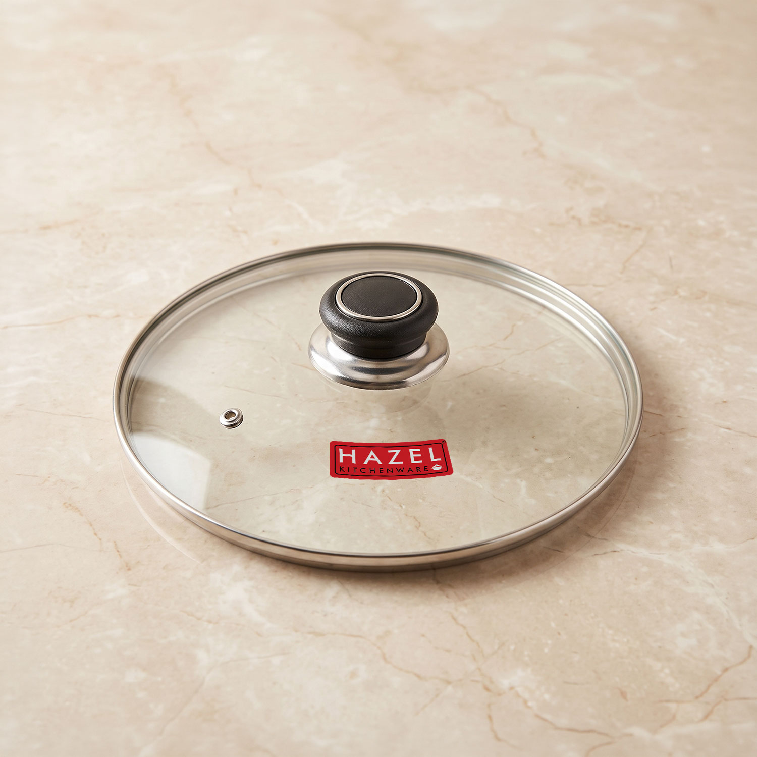 HAZEL Glass Cookware Lid With Knob and Built In Steam Vents, 24.5 cm