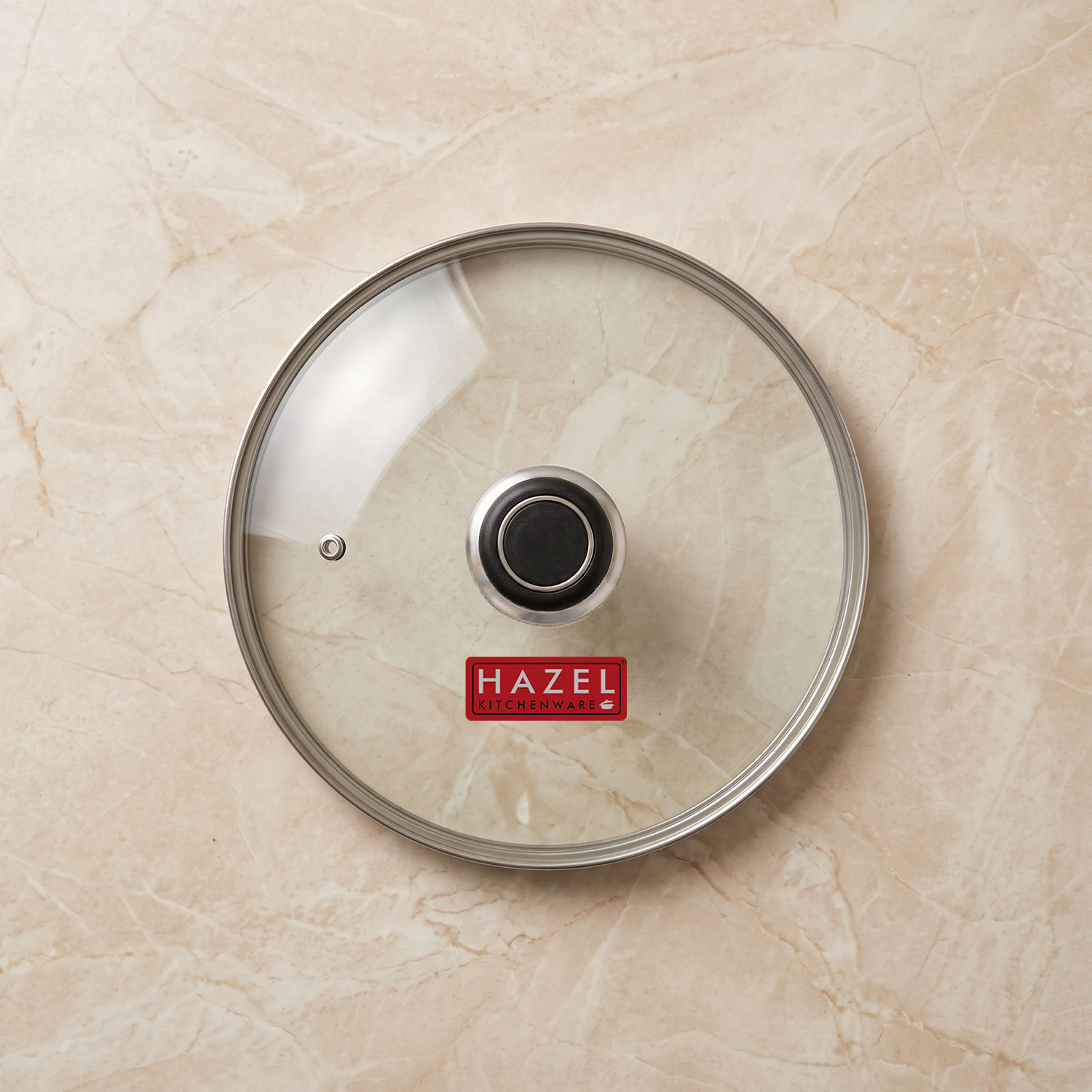 HAZEL Glass Cookware Lid With Knob and Built In Steam Vents, 24.5 cm