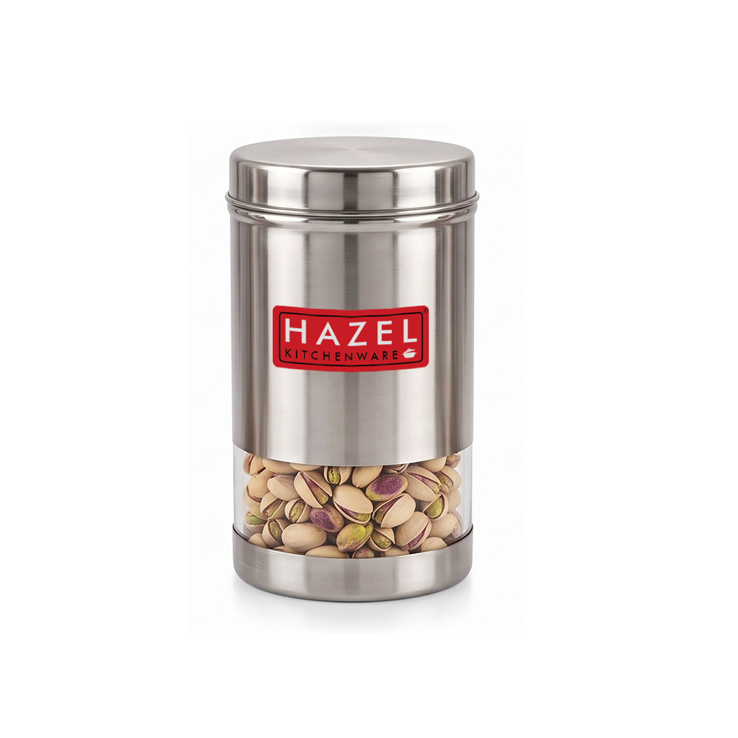 HAZEL Air Tight Container for Storage Containers for Kitchen | Stainless steel See Through Container for Kitchen Container | Fridge Storage Canister | Snacks Storage Container Airtight, 400 ML, Silver