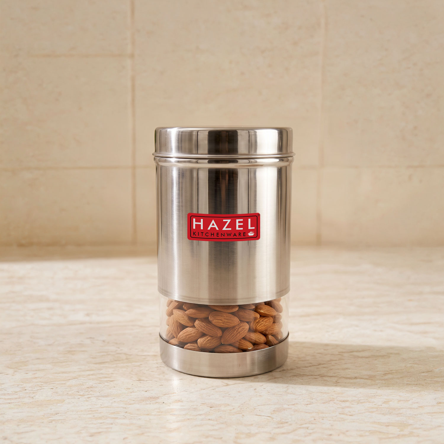 HAZEL Air Tight Container for Storage Containers for Kitchen | Stainless steel See Through Container for Kitchen Container | Fridge Storage Canister | Snacks Storage Container Airtight, 400 ML, Silver