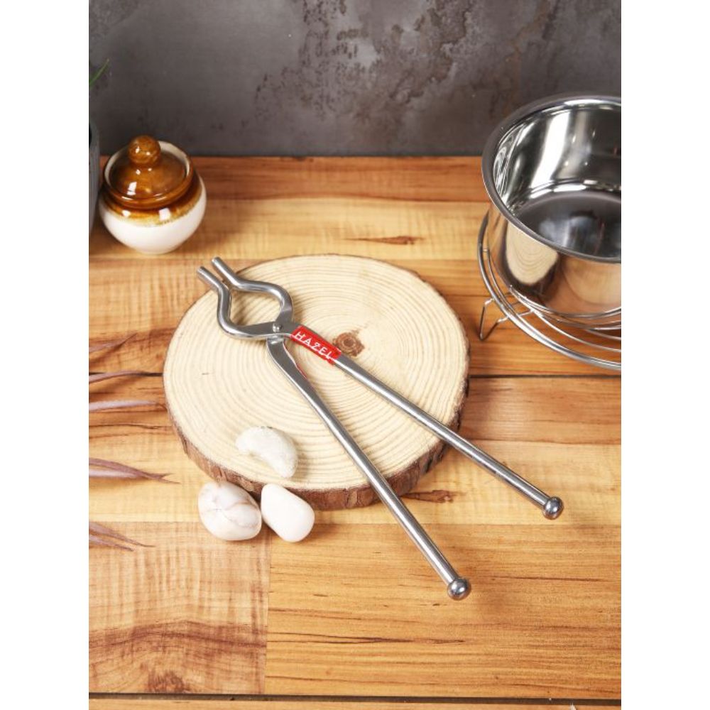 HAZEL Stainless Steel Pakkad for Kitchen | Matt Finish Tong for Holding Kitchen Utensil