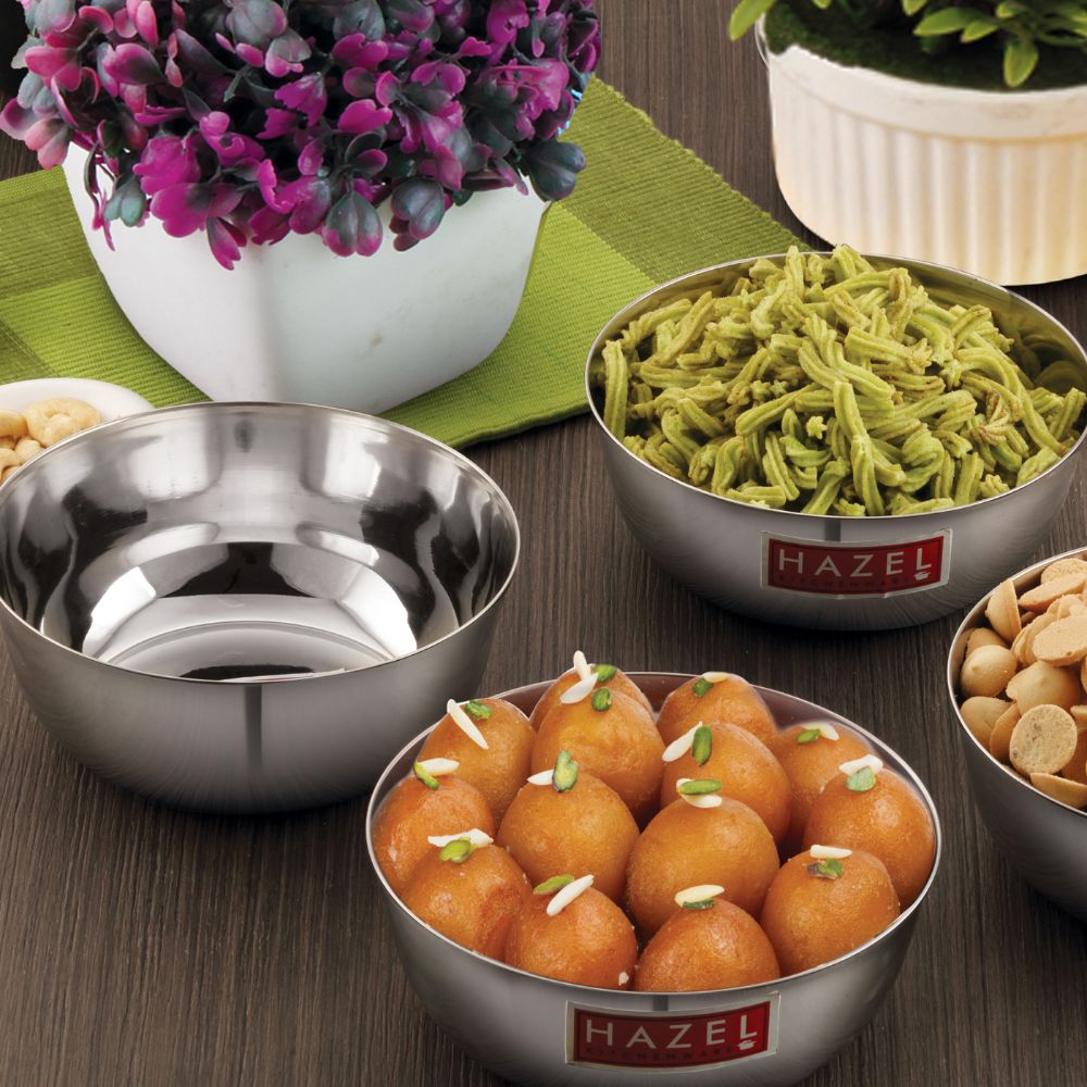 HAZEL Stainless Steel Mixing Bowl Wati Set of 3, 20 cm X 8 cm 1700 ml