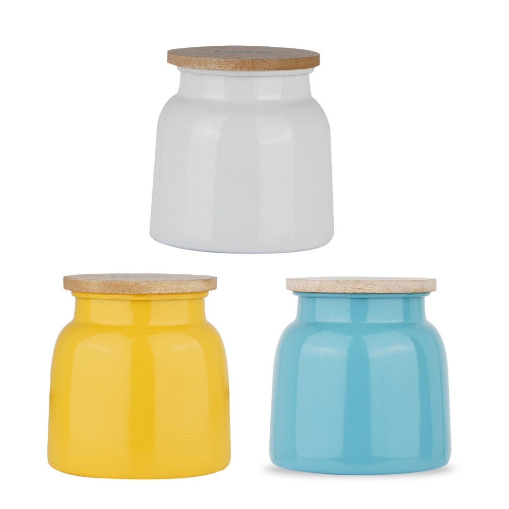 HAZEL Storage Container for Kitchen | Air Tight Container for Storage with Lid, Set of 3, Yellow, White & Blue, 750 ML