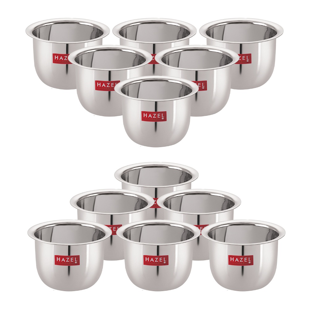 HAZEL Stainless Steel Tea Glasses Mini Traditional Design Coffee Milk Serving Glass Patra Pela, Set of 12, 8 cm, 100 ML, Silver