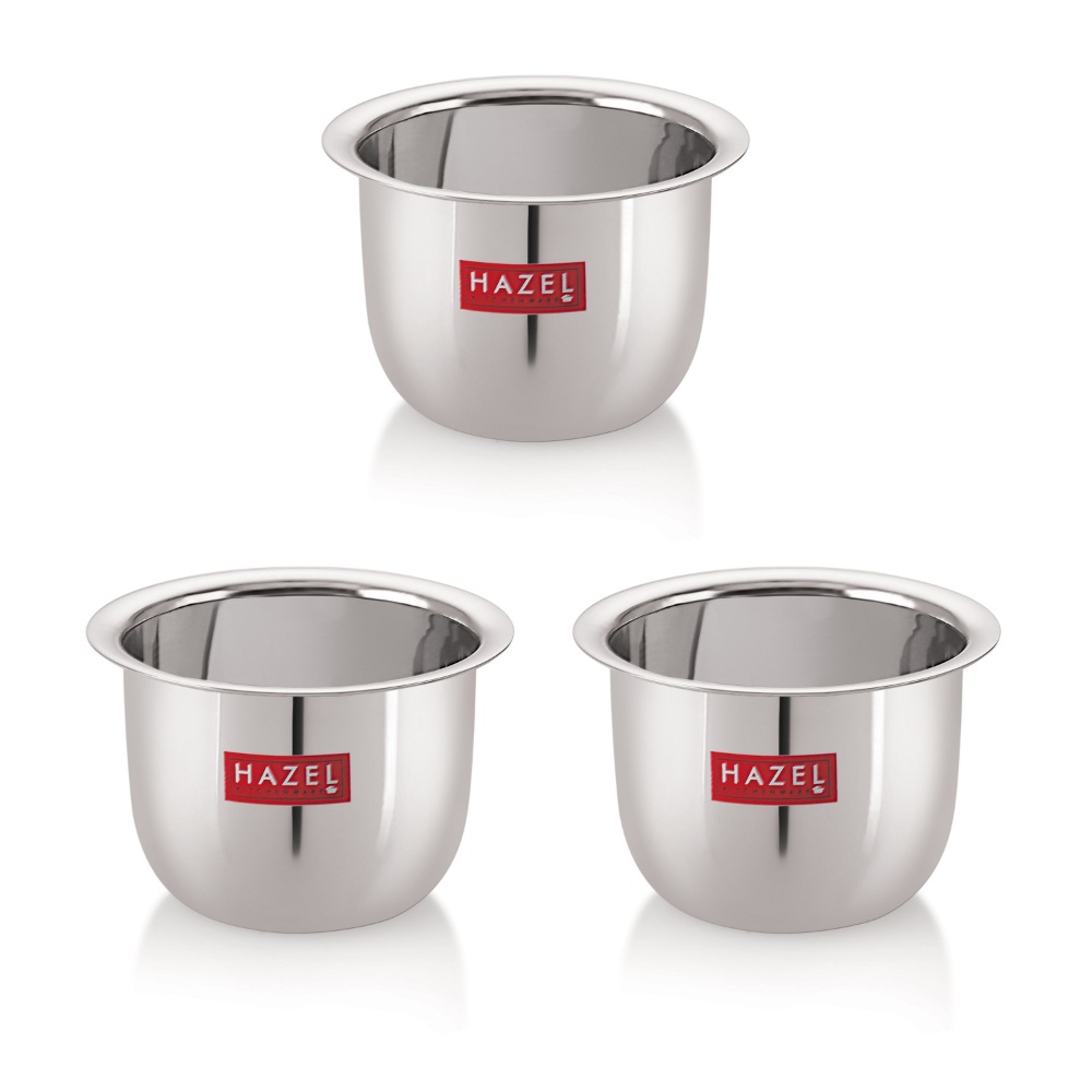 HAZEL Stainless Steel Tea Glasses Large Traditional Design Coffee Milk Serving Glass Patra Pela Set of 3, 10 cm, 200 ML, Silver