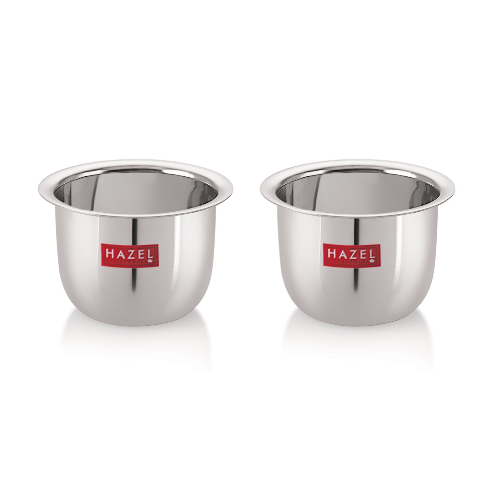 HAZEL Stainless Steel Tea Glasses Large Traditional Design Coffee Milk Serving Glass Patra Pela Set of 2, 10 cm, 200 ML, Silver