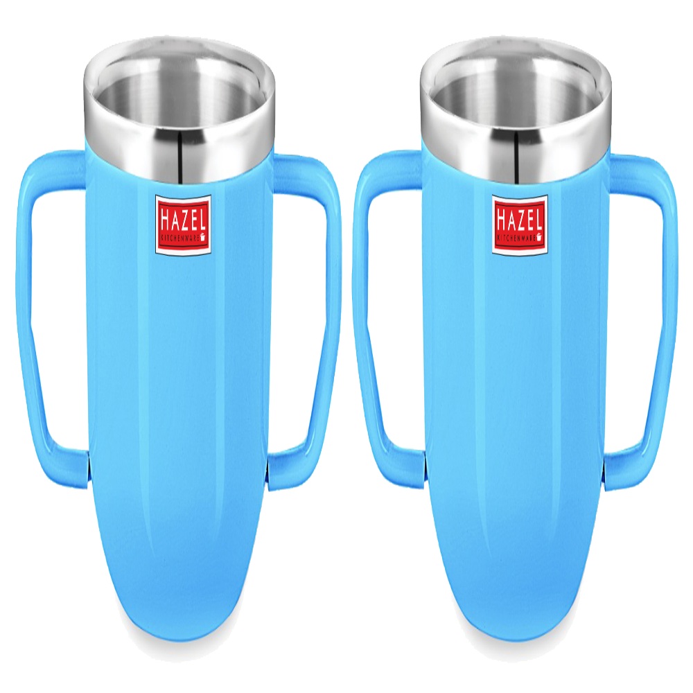 HAZEL Double Wall Stainless Steel Double Handle Baby Mug Set of 2for Kids Gifting, 250 ML Each, Blue