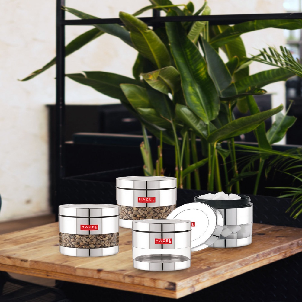 HAZEL Stainless Steel Container Set | Steel Container For Kitchen Storage Set | Multipurpose Storage Box for Kitchen I, 400 ML, Set of 4