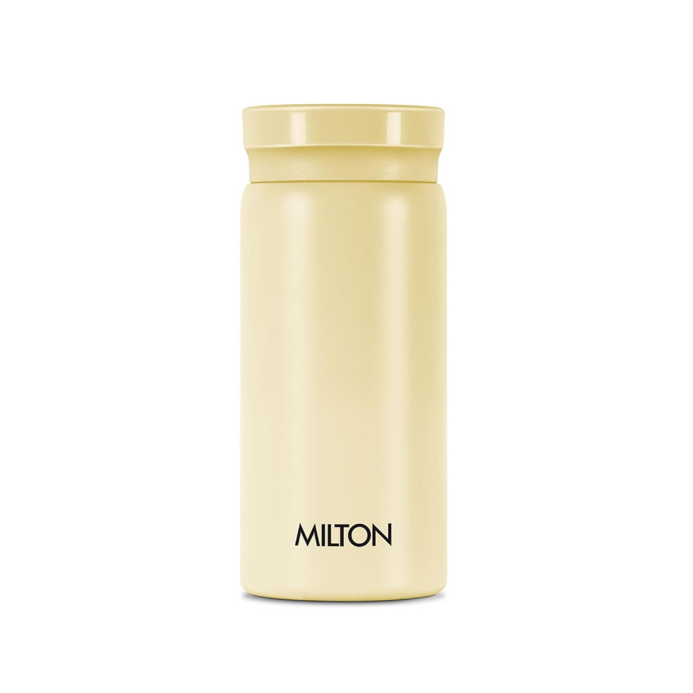 Milton Minimate 200 Thermosteel Insulated Water Bottle, 190 ml, 24 Hr Hot and Cold | Leak Proof Lid, ISI Certified I Vacuum Insulated | for Office, Gym, School | Ivory