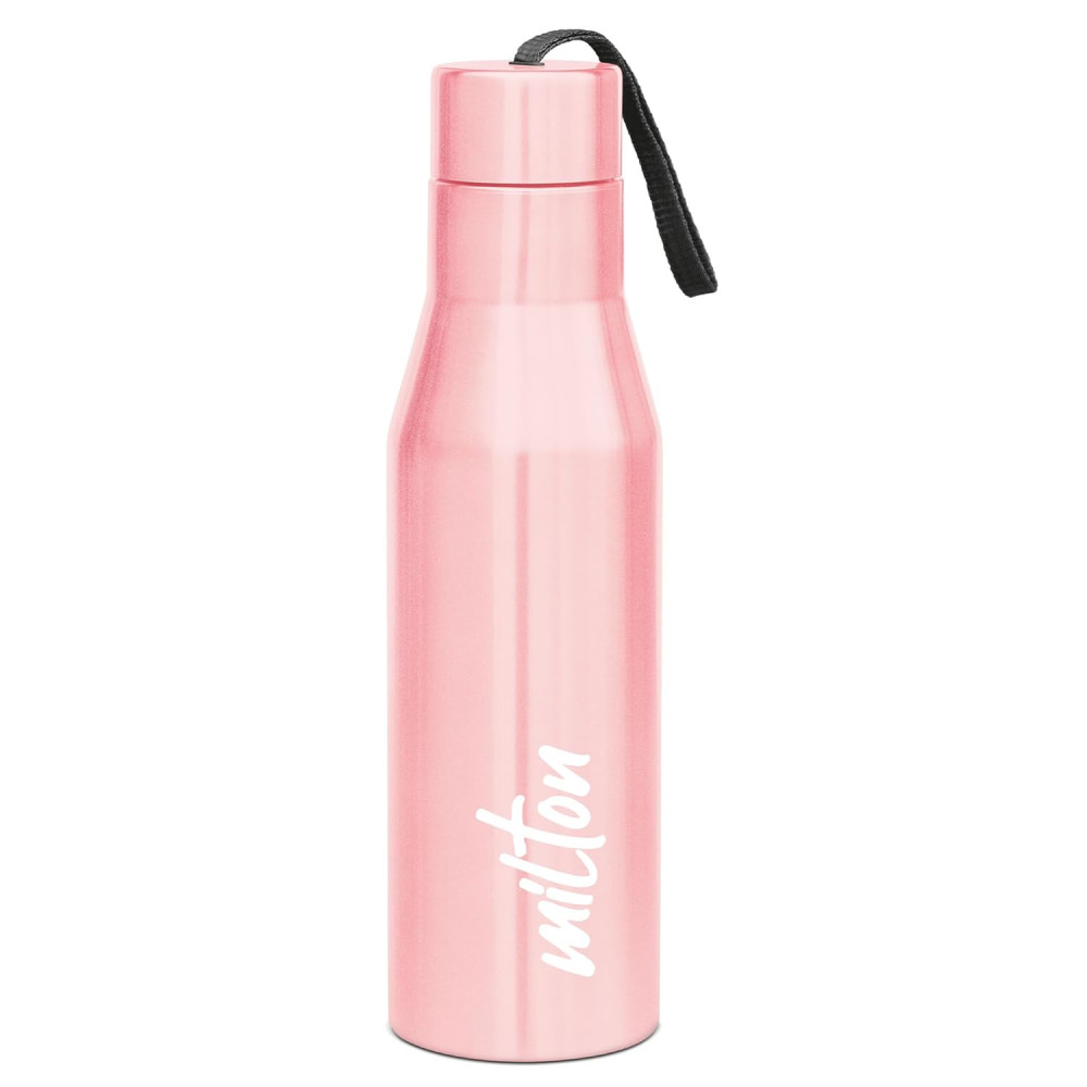 Milton Super 1000 Stainless Steel Water Bottle 1 ltr, Single Walled, ISI Certified I Leak Proof Lid, Rust Proof I For School, Office, Gym I Light Pink