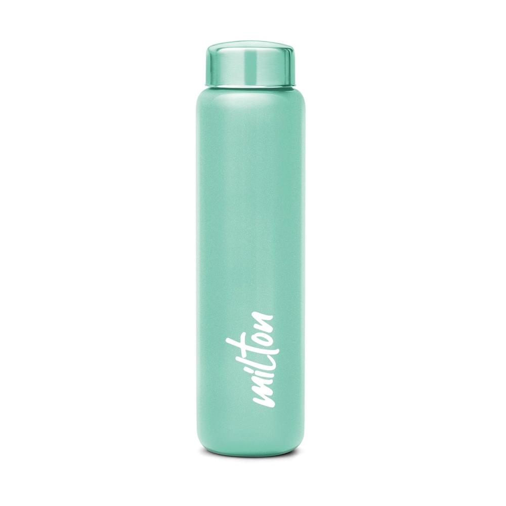 MILTON Aqua 1000 Stainless Steel Water Bottle 950 ml, Single Walled, ISI Certified I Leak Proof Lid, Rust Proof I For School, Office, Gym I Light Green