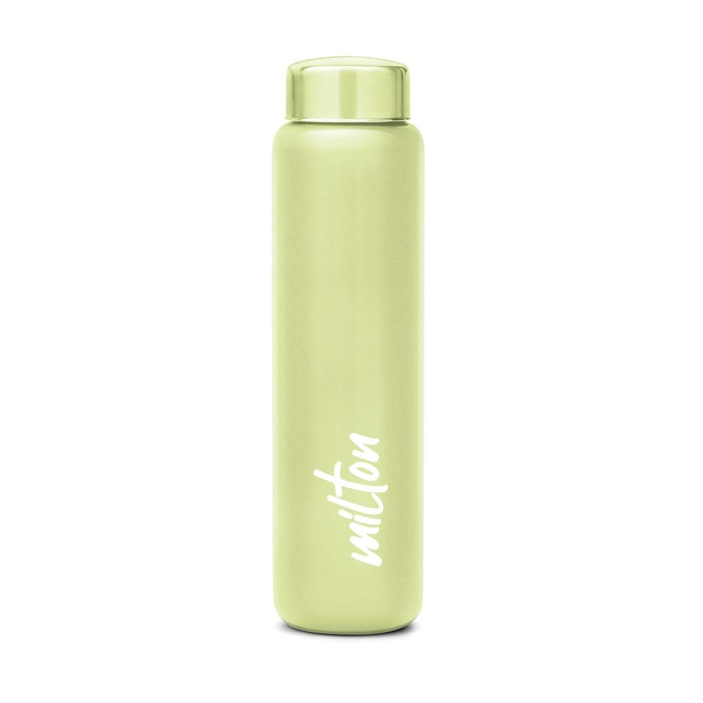 MILTON Aqua 1000 Stainless Steel Water Bottle 950 ml, Single Walled, ISI Certified I Leak Proof Lid, Rust Proof I For School, Office, Gym I Pista Green