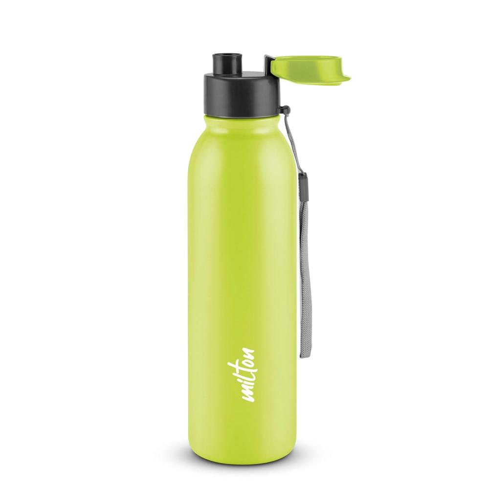 MILTON Caper 1000 Stainless Steel Water Bottle 870 ml, Single Walled, ISI Certified I Leak Proof Lid, Rust Proof I For School, Office, Gym I Neon Green