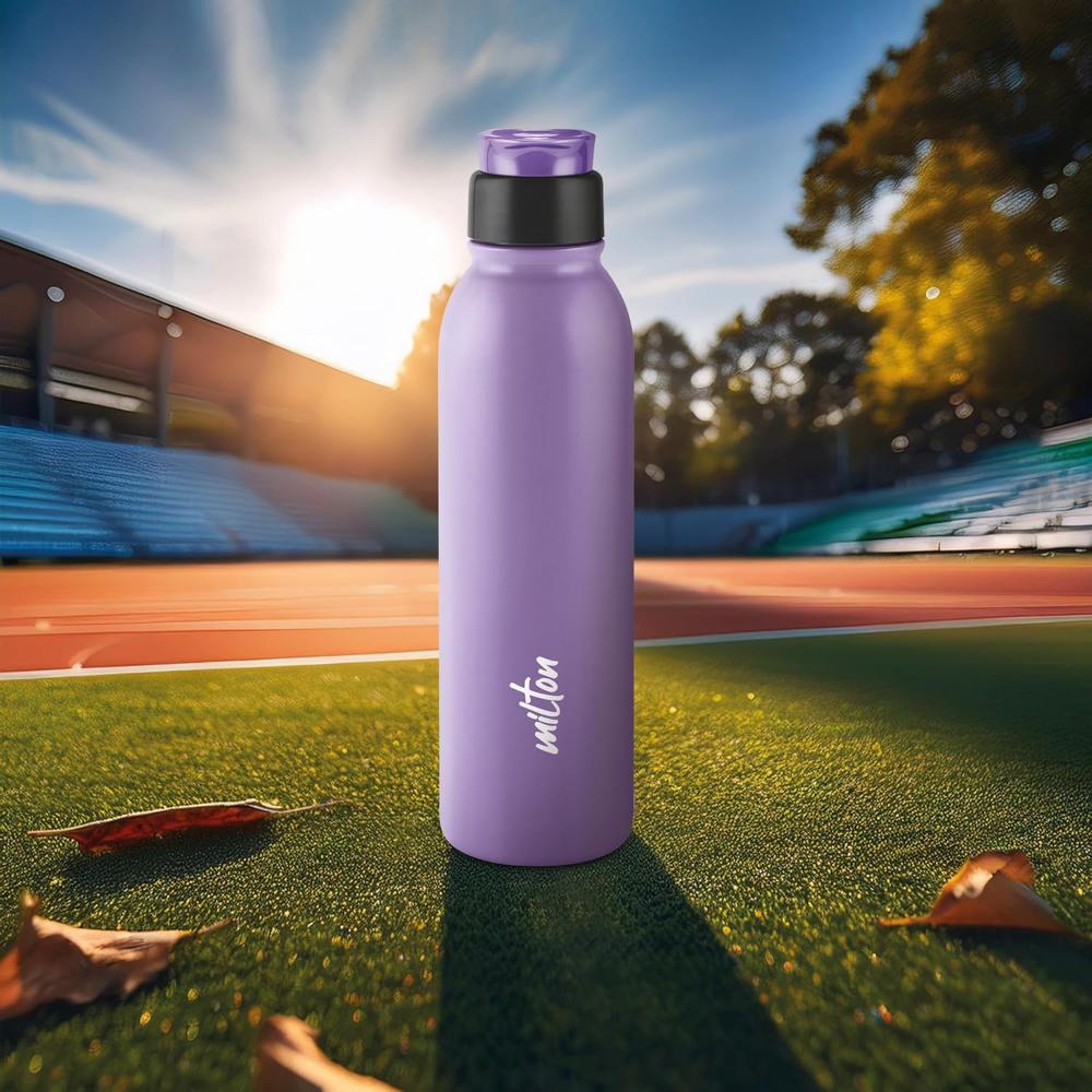 MILTON Caper 1000 Stainless Steel Water Bottle 870 ml, Single Walled, ISI Certified I Leak Proof Lid, Rust Proof I For School, Office, Gym I Purple