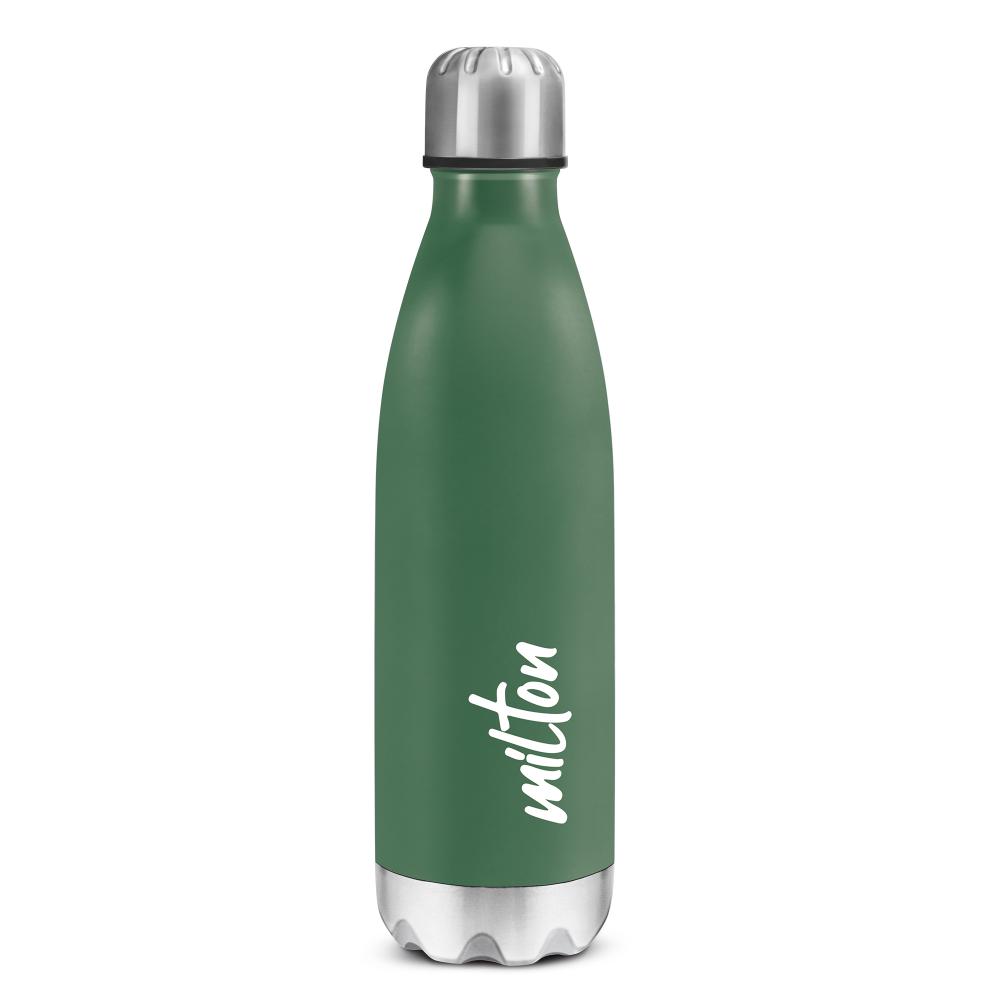 MILTON Shine 1000 Stainless Steel Water Bottle 900 ml, Single Walled, ISI Certified I Leak Proof Lid, Rust Proof I For School, Office, Gym I Military Green
