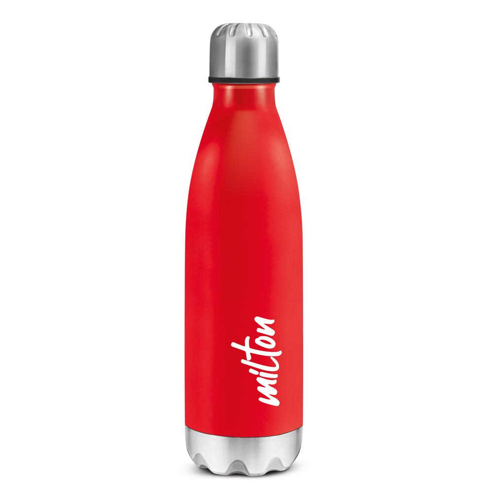 MILTON Shine 1000 Stainless Steel Water Bottle 900 ml, Single Walled, ISI Certified I Leak Proof Lid, Rust Proof I For School, Office, Gym I Red