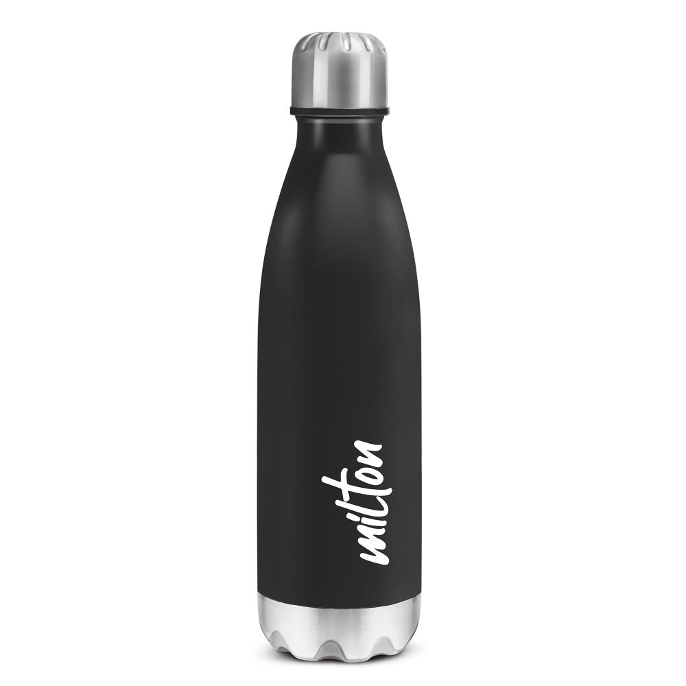 MILTON Shine 1000 Stainless Steel Water Bottle 900 ml, Single Walled, ISI Certified I Leak Proof Lid, Rust Proof I For School, Office, Gym I Black
