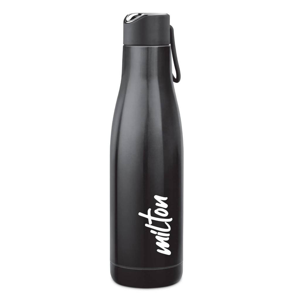 Milton Fame 800 Thermosteel Water Bottle 760 ml, 24 Hr Hot and Cold I Leak Proof Lid, ISI Certified I Vacuum Insulated I for Office, Gym, School I Black