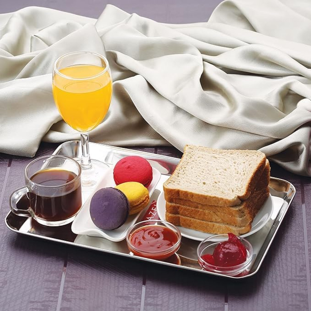 HAZEL Stainless Steel Serivng Tray with Mirror Finish | Serving Platters for Kitchen