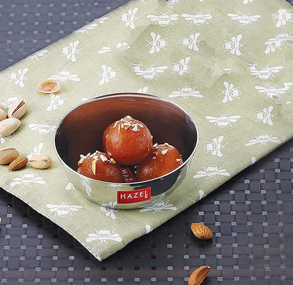 HAZEL Stainless Steel Bowl Vati | Steel Bowl Set For Kitchen | Dinner Bowl Katori Serving Wati, 200 ML, Set of 1